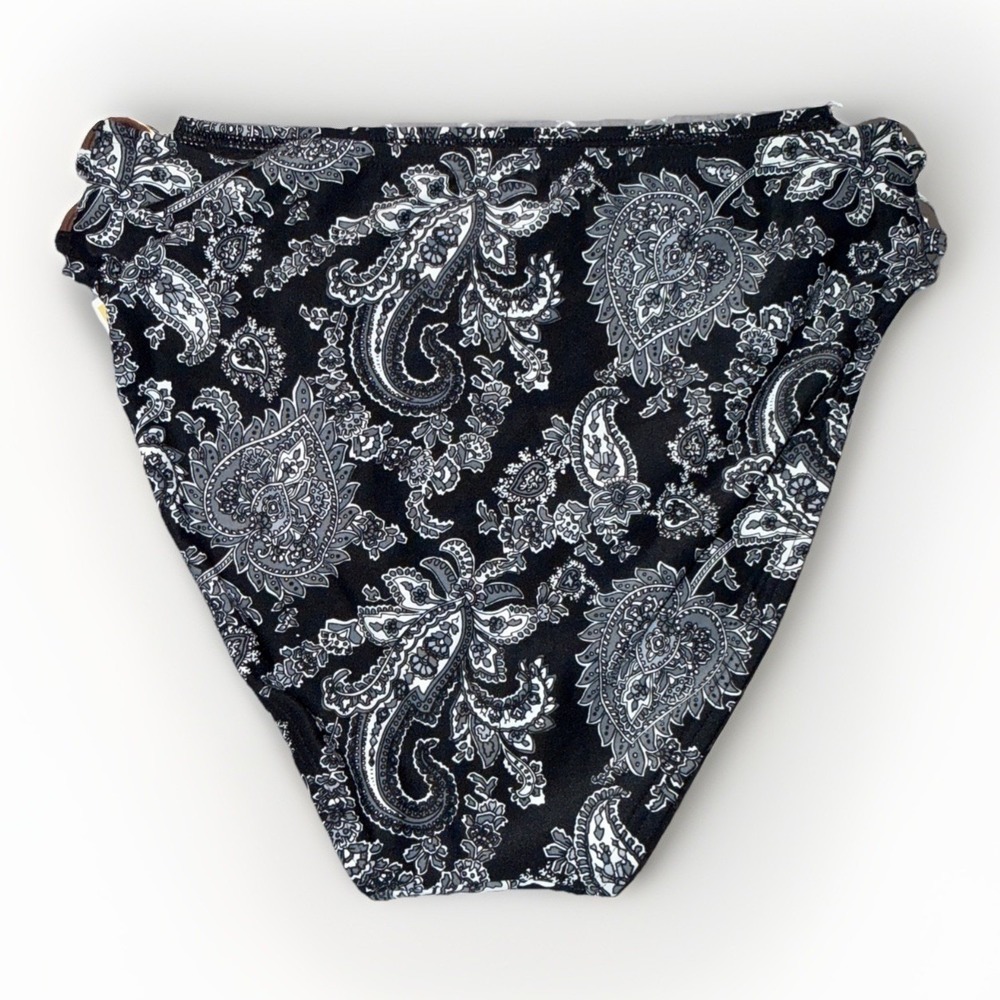 Michael Kors Women's Sweetheart Paisley Black Bandeau Bikini Top & Bottom Size M - Picture 7 of 7